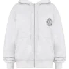 Mirage Light Grey Marl Cotton Fleece-Back Zip Through Hoodie