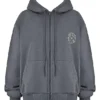 Mirage Slate Cotton Fleece-Back Zip Through Hoodie