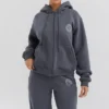 Mirage Slate Cotton Fleece-Back Zip Through Hoodie