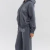 Mirage Slate Cotton Fleece-Back Zip Through Hoodie