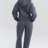 Mirage Slate Cotton Fleece-Back Zip Through Hoodie