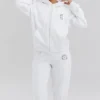 Mirage White Cotton Fleece-Back Zip Through Hoodie