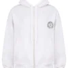 Mirage White Cotton Fleece-Back Zip Through Hoodie