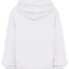 Mirage White Cotton Fleece-Back Zip Through Hoodie