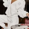 Mirage White Cotton Fleece-Back Zip Through Hoodie