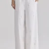 Mirea White Cotton Broderie Anglaise Wide Leg Trousers