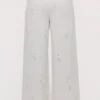 Mirea White Cotton Broderie Anglaise Wide Leg Trousers