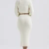 Mishka Cream Soft Boucle Knit Midi Skirt