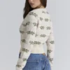 Mistle-Bow All Over Print Wool Cardigan