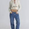 Mistle-Bow Cream Jacqard Wool Cardigan