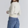 Mistle-Bow Cream Jacqard Wool Cardigan