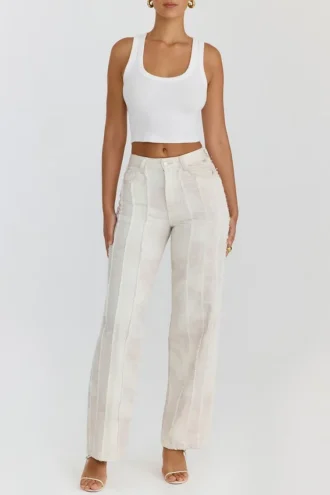 Mistress Rocks Cream Dusty Print Frayed Jeans – SALE