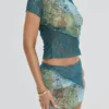 Mistress Rocks Ocean Teal Panelled Mini Skirt – SALE