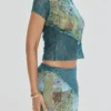 Mistress Rocks Ocean Teal Panelled Mini Skirt – SALE