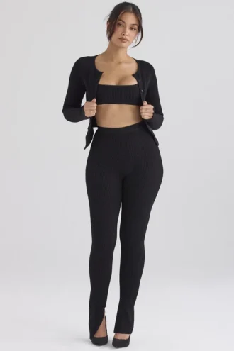 Mitzi Black Ribbed Knit Leggings