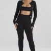 Mitzi Black Ribbed Knit Leggings