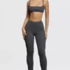 Mitzi Dark Grey Ribbed Knit Leggings