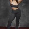 Mitzi Dark Grey Ribbed Knit Leggings