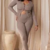 Mitzi Taupe Ribbed Knit Leggings