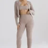 Mitzi Taupe Ribbed Knit Leggings