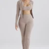 Mitzi Taupe Ribbed Knit Leggings