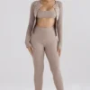 Mitzi Taupe Ribbed Knit Leggings