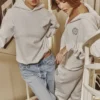 Muse Light Grey Marl Cotton Fleece-Back Hoodie