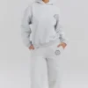 Muse Light Grey Marl Cotton Fleece-Back Hoodie