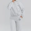 Muse Light Grey Marl Cotton Fleece-Back Hoodie