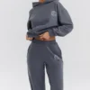 Muse Slate Cotton Fleece-Back Hoodie
