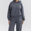 Muse Slate Cotton Fleece-Back Hoodie