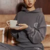 Muse Slate Cotton Fleece-Back Hoodie