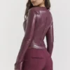 Mylah Wine Vegan Leather Top