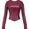Mylah Wine Vegan Leather Top