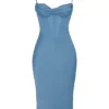 Myrna Aegean Blue Corset Midi Dress