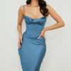 Myrna Aegean Blue Corset Midi Dress