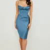 Myrna Aegean Blue Corset Midi Dress
