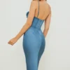 Myrna Aegean Blue Corset Midi Dress