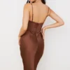 Myrna Chocolate Satin Corset Slip Dress