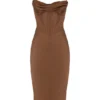 Myrna Chocolate Satin Corset Slip Dress