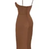 Myrna Chocolate Satin Corset Slip Dress