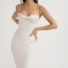 Myrna Crystal Satin Corset Midi Dress