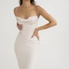 Myrna Crystal Satin Corset Midi Dress
