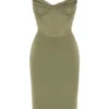 Myrna Olive Corset Slip Dress
