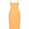 Myrna Tangerine Satin Corset Midi Dress