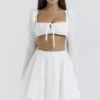 Nahla White Bow Mini Skirt