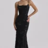 Naima Black Hand Beaded Embellished Corset Maxi Dress – Limited Edition