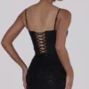 Naima Black Hand Beaded Embellished Corset Maxi Dress – Limited Edition
