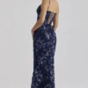 Naima Navy Hand Beaded Embellished Corset Maxi Dress