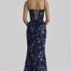 Naima Navy Hand Beaded Embellished Corset Maxi Dress